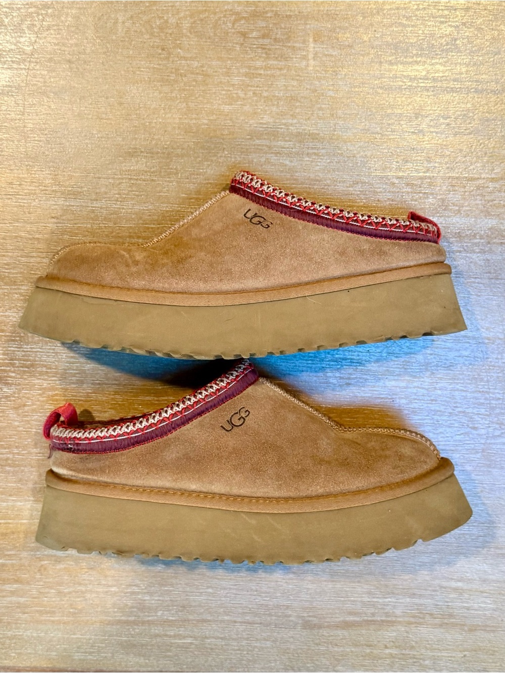 UGG Women’s Taz II Platform Slipper Chestnut Suede Shearling Lined Sz 9 - Picture 4 of 9